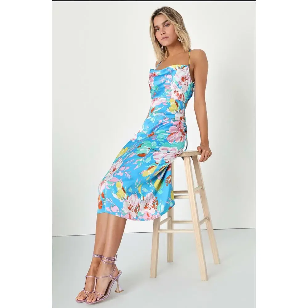 NWT Lulu's Floral Blue Dress Size S - Picture 1 of 9